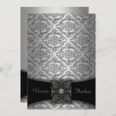 Einladungen für Hochzeiten in Silver & Black Damas (Vorne/Hinten)
