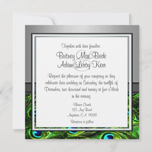 Einladungen für Hochzeiten in Silver & Emerald Gre (Rückseite)