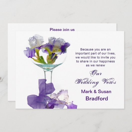 Einladungen für Hochzeiten - Lila Iris (Vorne/Hinten)