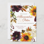 Einladungen für Hochzeiten mit Burgund & Gold (Vorderseite)