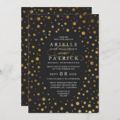 Einladungen für Hochzeiten mit Gold und Black Conf (Vorne/Hinten)