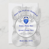 Einladungen für Hochzeiten mit Liebesvögeln, blaue (Vorderseite)