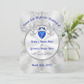 Einladungen für Hochzeiten mit Liebesvögeln, blaue (Stehend Vorderseite)