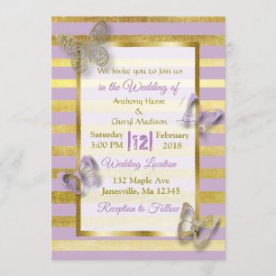 Einladungen für Hochzeiten mit lila und Goldbarren
