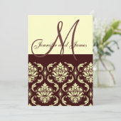 Einladungen für Hochzeiten Monogram Brown Elfenbei (Stehend Vorderseite)