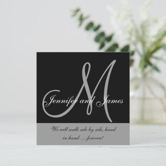 Einladungen für Hochzeiten Monogramm Sprichwort Sc (Stehend Vorderseite)