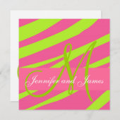 Einladungen für Hochzeiten Monogramme Zebra Rosa G (Vorne/Hinten)