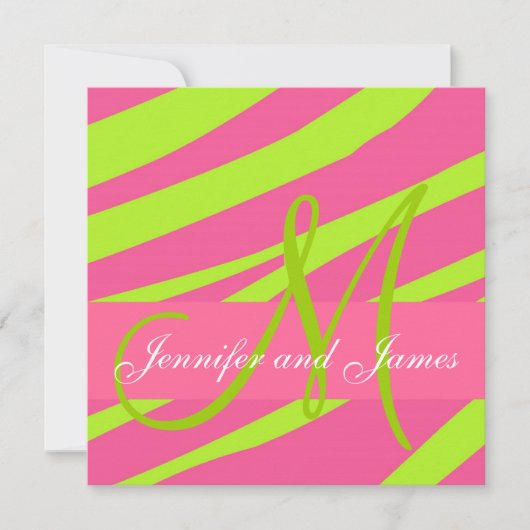 Einladungen für Hochzeiten Monogramme Zebra Rosa G (Vorderseite)