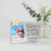 Einladungen für Hochzeiten Save the Date am Strand (Stehend Vorderseite)
