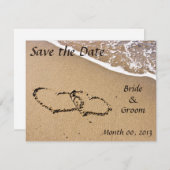Einladungen für Hochzeiten Save the Date am Strand (Vorne/Hinten)