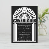 Einladungen für Hochzeiten - Schwarz-Weiß-Art-Déco (Stehend Vorderseite)