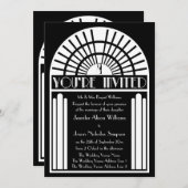 Einladungen für Hochzeiten - Schwarz-Weiß-Art-Déco (Vorne/Hinten)