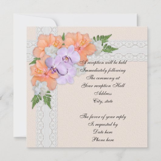 Einladungen für Hochzeiten und Hibiskus (Rückseite)