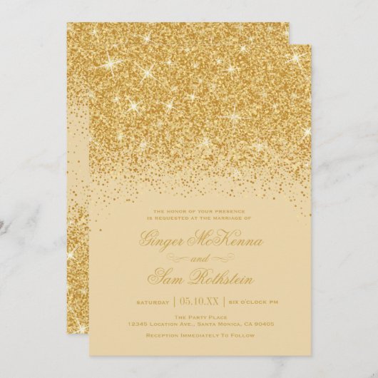 Einladungen für Hochzeiten von Gold Glitzer (Vorne/Hinten)