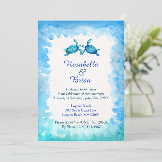 Einladungen für Hochzeiten von Meeresschildkröten (Stehend Vorderseite)