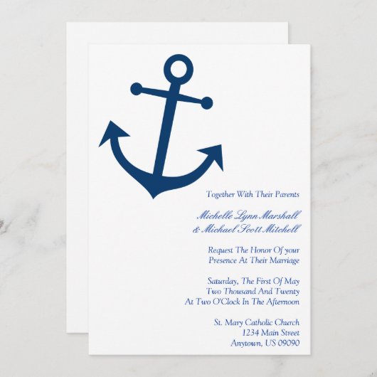 Einladungen für Hochzeiten von Nautical Boat Ancho (Vorne/Hinten)