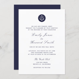 Einladungen für Hochzeiten von Navy Anchor Monogra