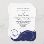 Einladungen für Hochzeiten von Navy Blue Floral Sw (Vorne/Hinten)