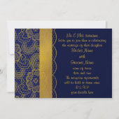 Einladungen für Hochzeiten von Navy Blue und Gold (Vorderseite)
