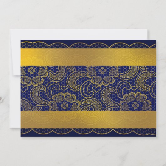 Einladungen für Hochzeiten von Navy Blue und Gold (Rückseite)