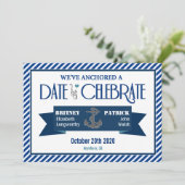 Einladungen für Hochzeiten von Navy Blue & White N (Stehend Vorderseite)