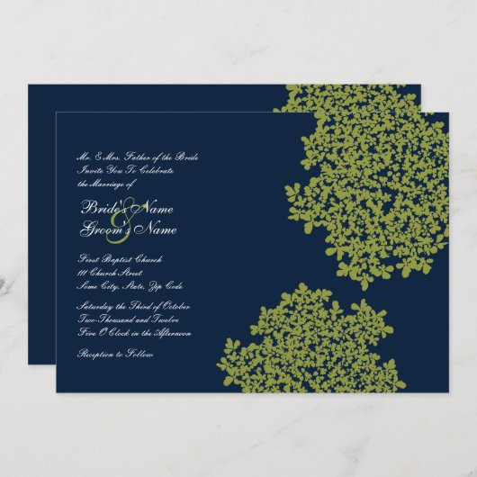 Einladungen für Hochzeiten von Navy und Limonem Fl (Vorne/Hinten)