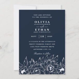 Einladungen für Hochzeiten von Navy und Sonnenblum
