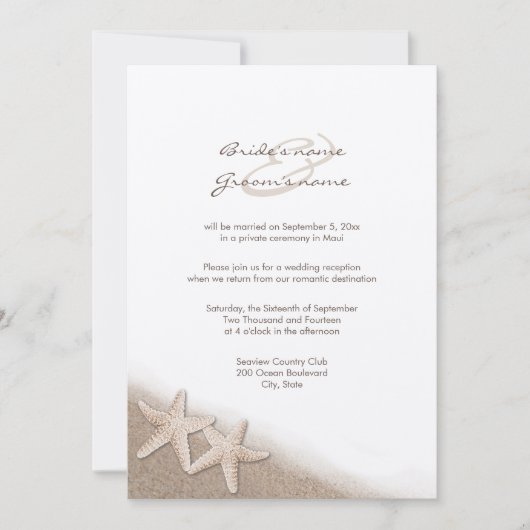 Einladungen für Hochzeiten von Starfish (Vorderseite)