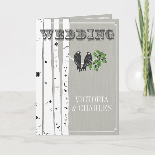 Einladungen für Hochzeiten von Vintagen Vogelarten (Vorderseite)