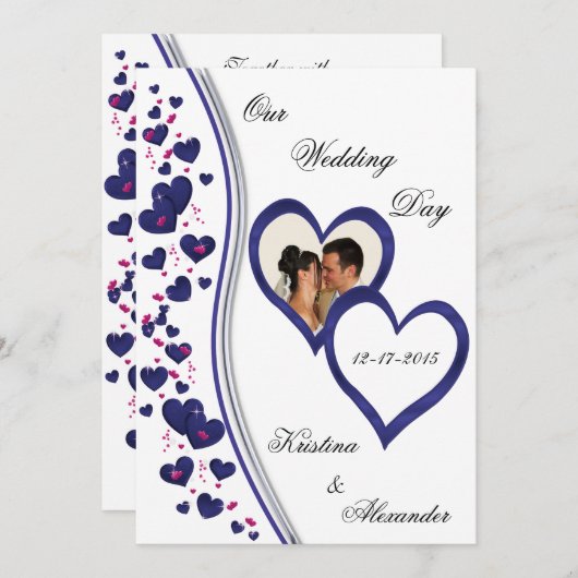 Einladungen für Hochzeitsfeierlichkeiten im Navy u (Vorne/Hinten)