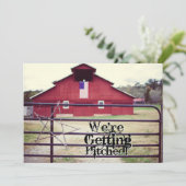 Einladungen für Hochzeitsfeiern mit Hitched Red Ba (Stehend Vorderseite)