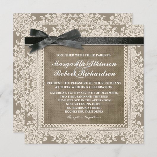 Einladungen für Hochzeitsfeiern mit weißer Spitze (Vorne/Hinten)