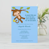 Einladungen für junge Affen mit Babydusche BLUE MM (Stehend Vorderseite)