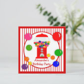 Einladungen für Kinder mit Gummiballmaschine zum G (Stehend Vorderseite)