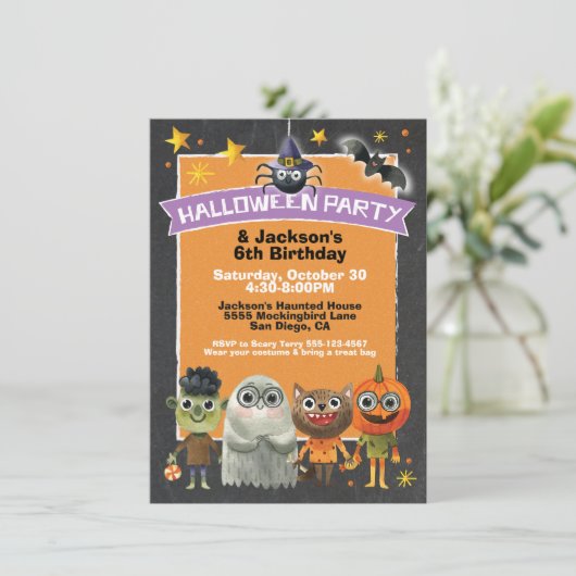 Einladungen für Kinder oder Behandlungen Halloween (Stehend Vorderseite)