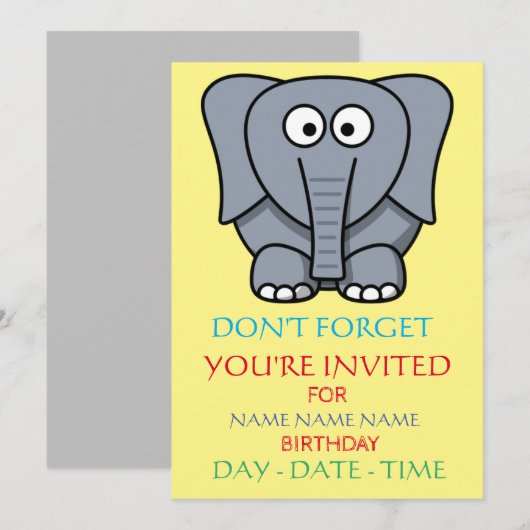 Einladungen für Kindergeburtstag (Vorne/Hinten)