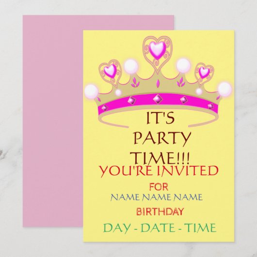 Einladungen für Kindergeburtstag (Vorne/Hinten)