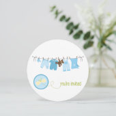 Einladungen für Kleidersäcke {blau} (Stehend Vorderseite)