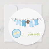 Einladungen für Kleidersäcke {blau} (Vorderseite)