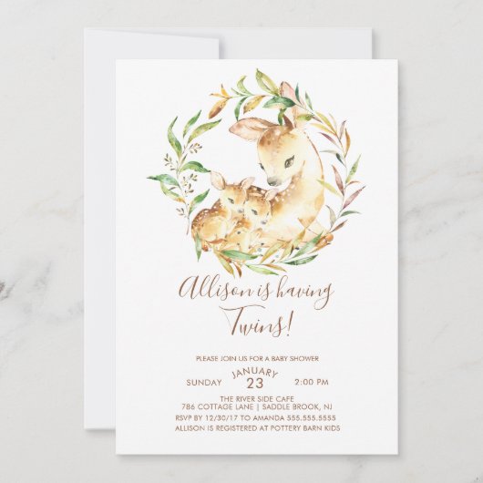 Einladungen für kleine Hirsche mit Baby-Dusche (Vorderseite)