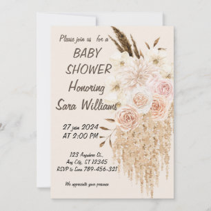 Einladungen für kleine Mädchen mit Blumenbeige