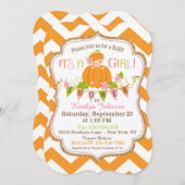 Einladungen für kleine Pumpkin Girl Fall Babydusch (Vorne/Hinten)