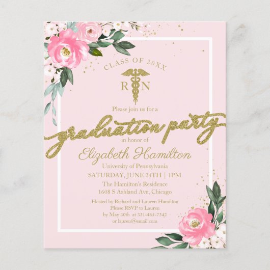 Einladungen für Krankenpfleger Grad Party (Vorderseite)