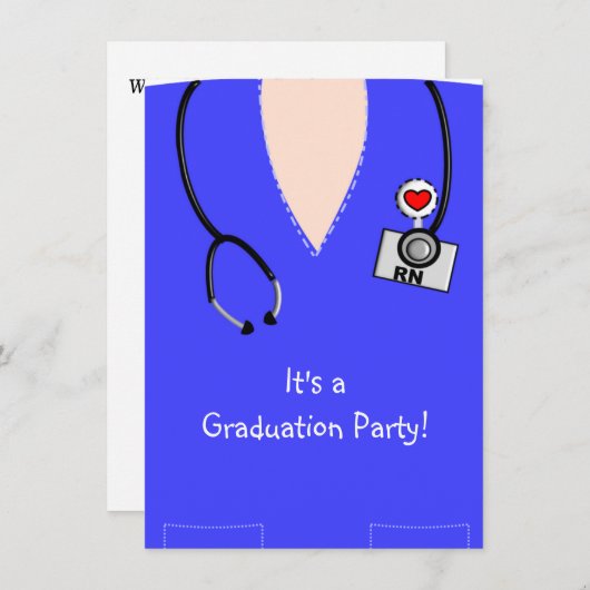 Einladungen für Krankenschwester und AbschlussBlue (Vorne/Hinten)