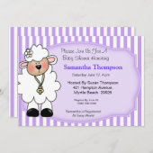 Einladungen für Lamm-Babydusche (Lila) (Vorne/Hinten)
