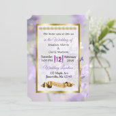 Einladungen für lila Hochzeiten und Goldlavender (Stehend Vorderseite)
