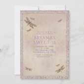 Einladungen für lila und goldene Libellen (Vorderseite)