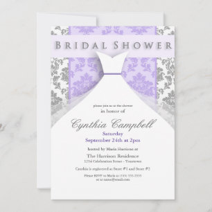 Einladungen für Lilac/Silver Damask Bridal