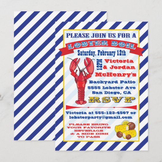 Einladungen für Lobsterboil (Vorne/Hinten)