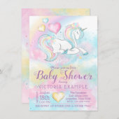 Einladungen für Mädchen Unicorn Kinderdusche (Vorne/Hinten)